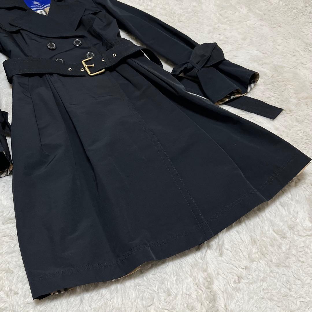 美品　バーバリー　ブルーレーベル　トレンチコート　ノバチェック　ベルト　黒　M