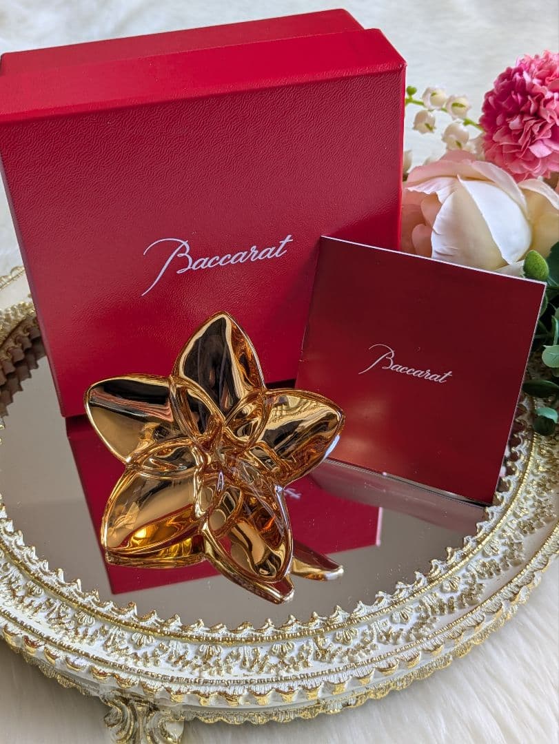 ⚜️Baccarat⚜️クリスタルフィギュア ブルーム ゴールド　花
