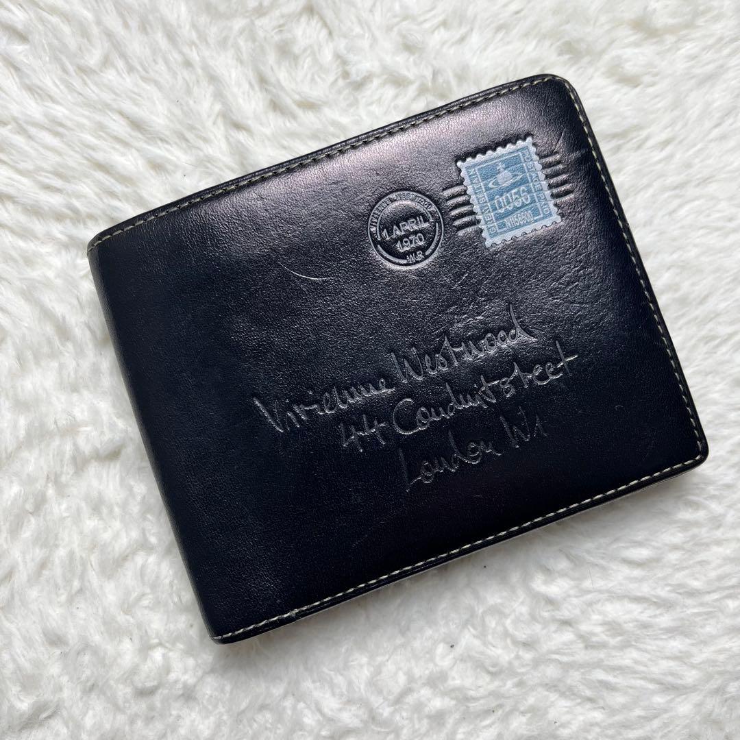 希少　Vivienne Westwood 折り財布　エンベロープ　切手　ブラック