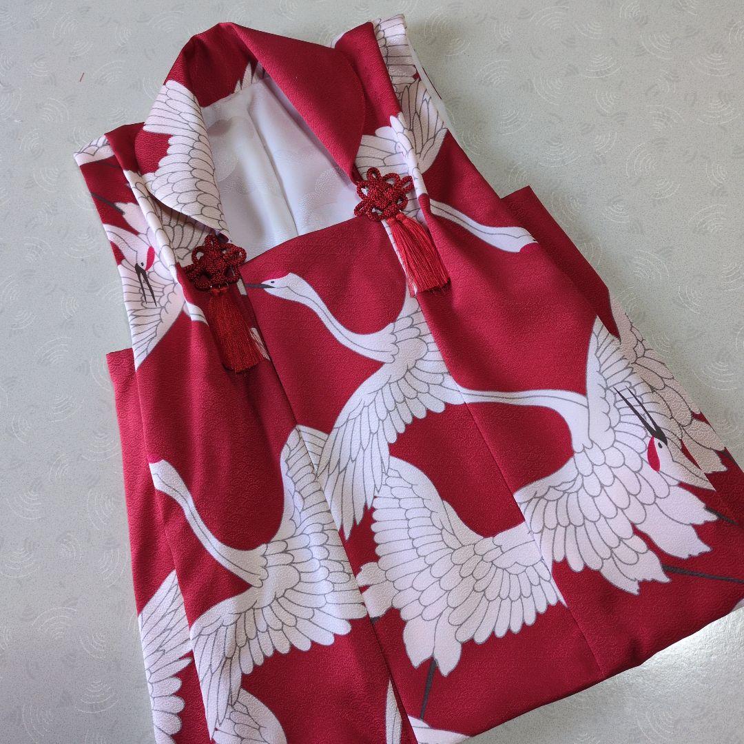 七五三３歳正絹鶴柄手縫いの被布（新品中綿無し）