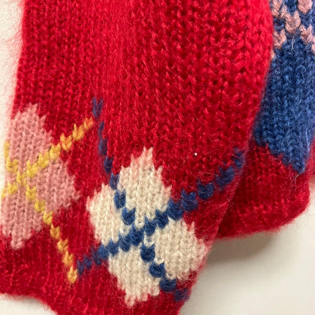 PINK HOUSEヴィンテージアーガイル柄モヘアニットカーディガン