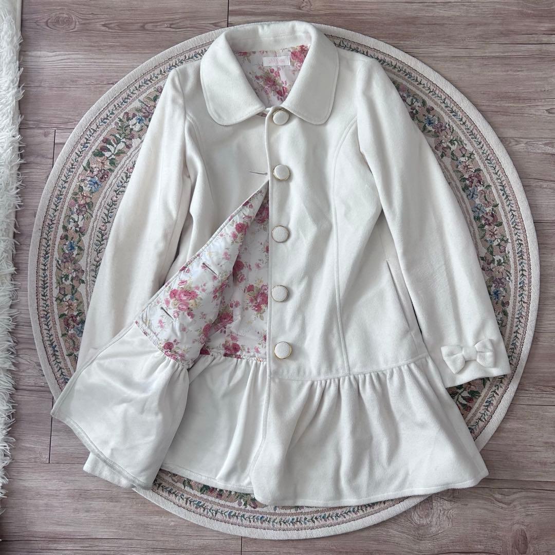 LIZLISA ホワイト 花柄 長袖 コート
