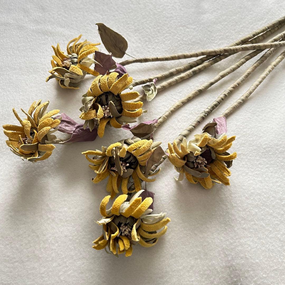 【染め布花】　ひまわり　6本　ハンドメイド