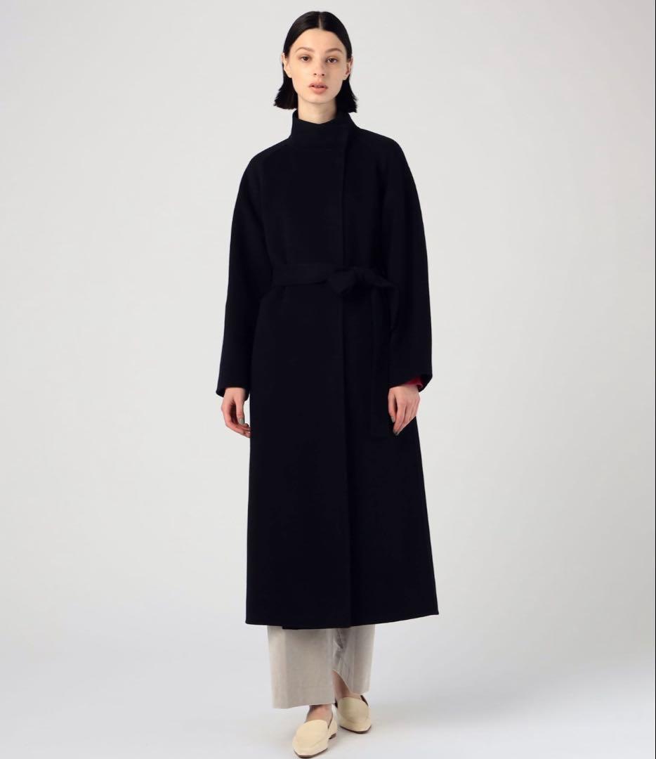 トゥモローランド　スーパーダブルフェイス ベルテッドコート　ネイビー