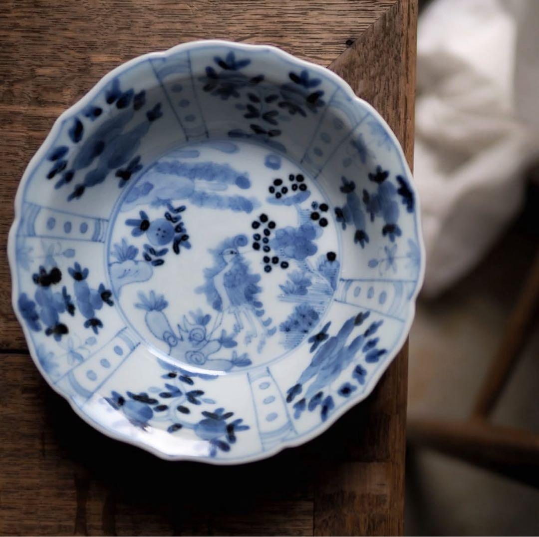 新品 清水なお子さん 芙蓉手花鳥文稜花鉢 2枚