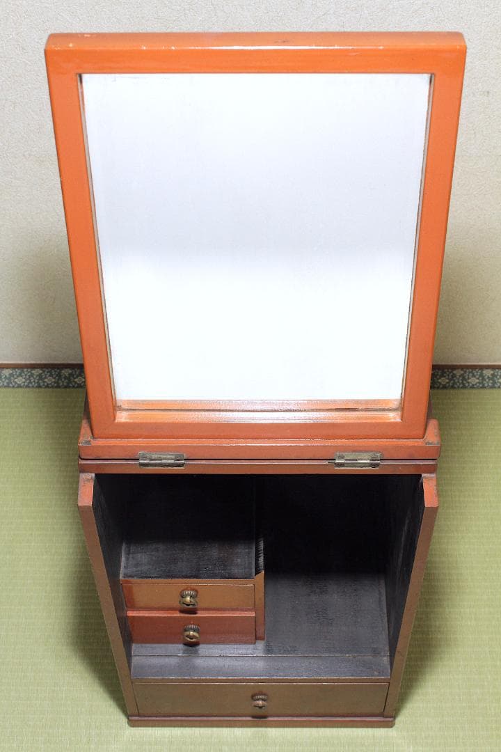 明治-大正時代 朱塗 化粧箱