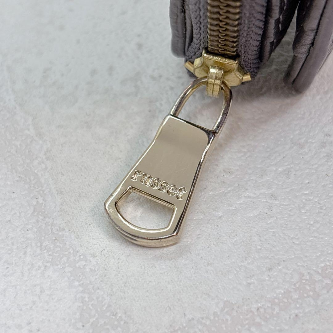 美品✨ラシット 折財布 モノグラムハーフウォレット グレー ラウンドジップ