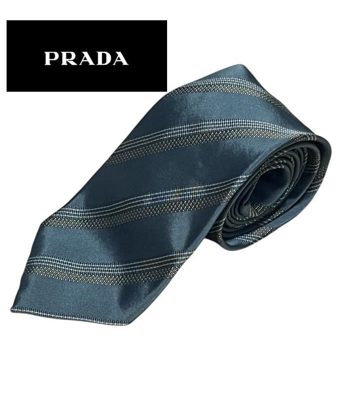 ［美品］PRADA　プラダ　ネクタイ　イタリア製　ストライプ柄　ハイブランド