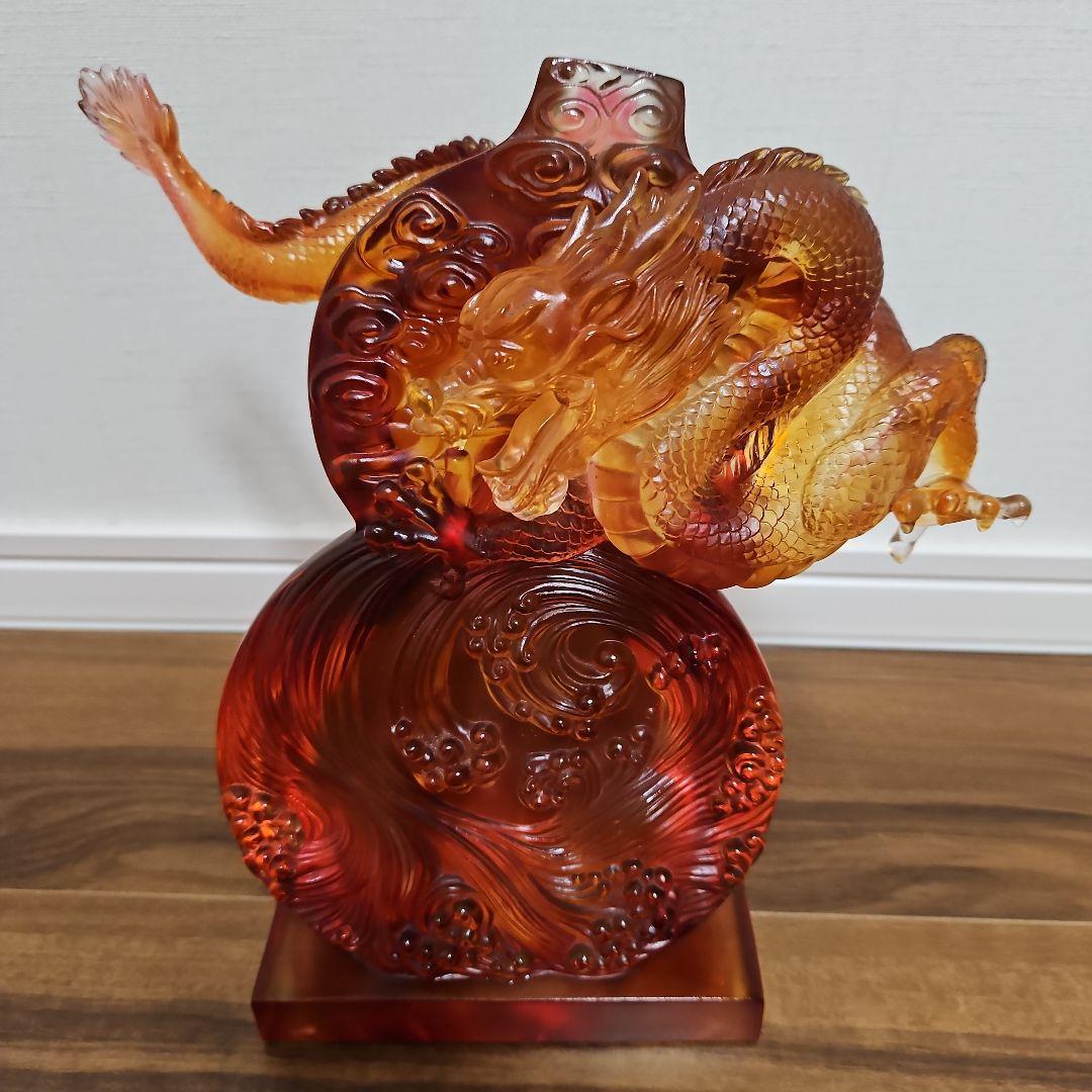 瑠璃工房 龍 辰 瓢箪 波 置物 オブジェ 大きめ 石