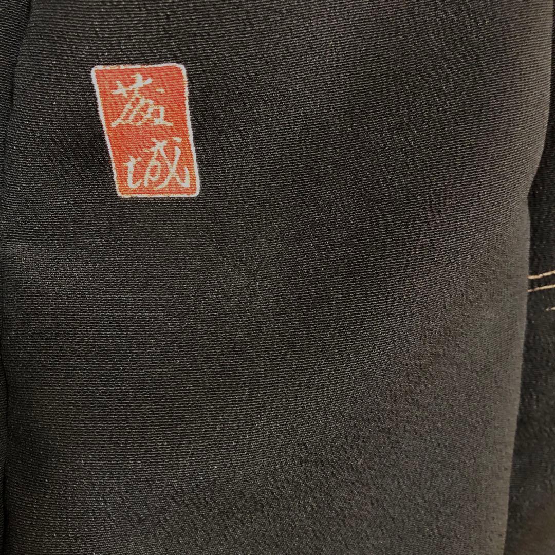 黒留リメイクワンピースドレス　作家もの　孔雀の刺繍と金糸柄　130㎝丈詰め不可