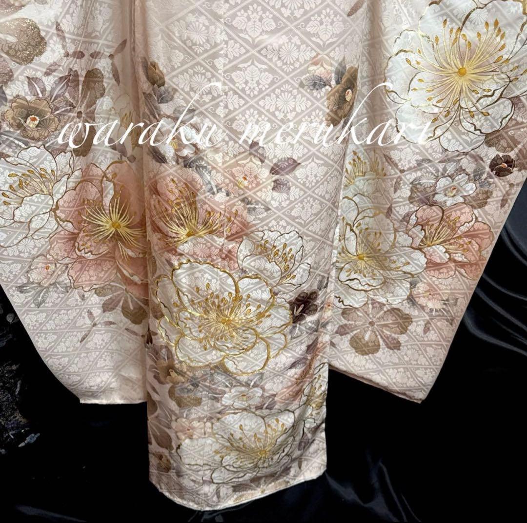 ◆豪華正絹振袖　くすみピンク、金駒刺繍、金彩加工
