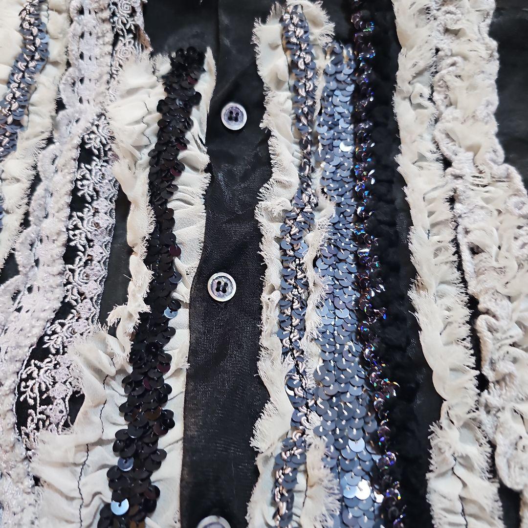 トリココムデギャルソン フリルシアーブラウス 黒 希少 スパンコール