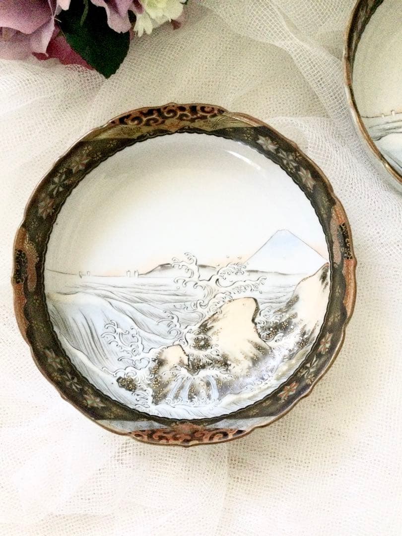 古九谷　朝日造　中鉢☆アンティーク昭和レトロ☆豪華な絵付け美品