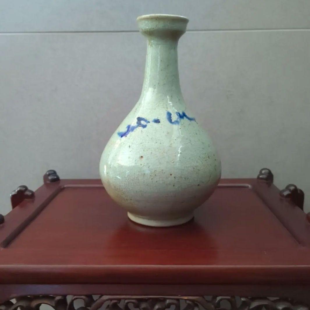 朝鮮古美術　骨董品　古道具　高麗李朝　染付　青磁貫入　大徳利　花瓶　飾り壺