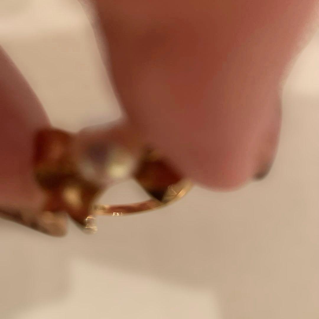 田崎真珠製品、14金ゴールド リボン型 パールリング