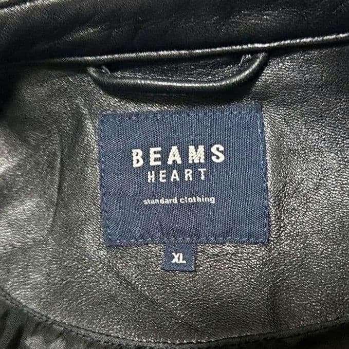美品 上質 ビームスハート レザージャケット XL 羊革 シングルライダース 黒