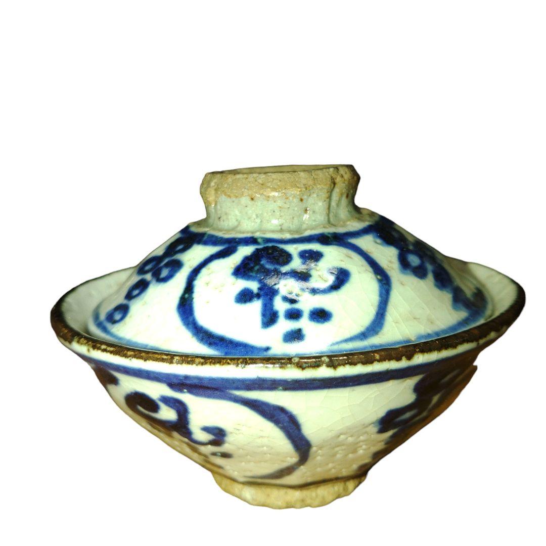 清水六兵衛　文字文蓋茶碗　骨董