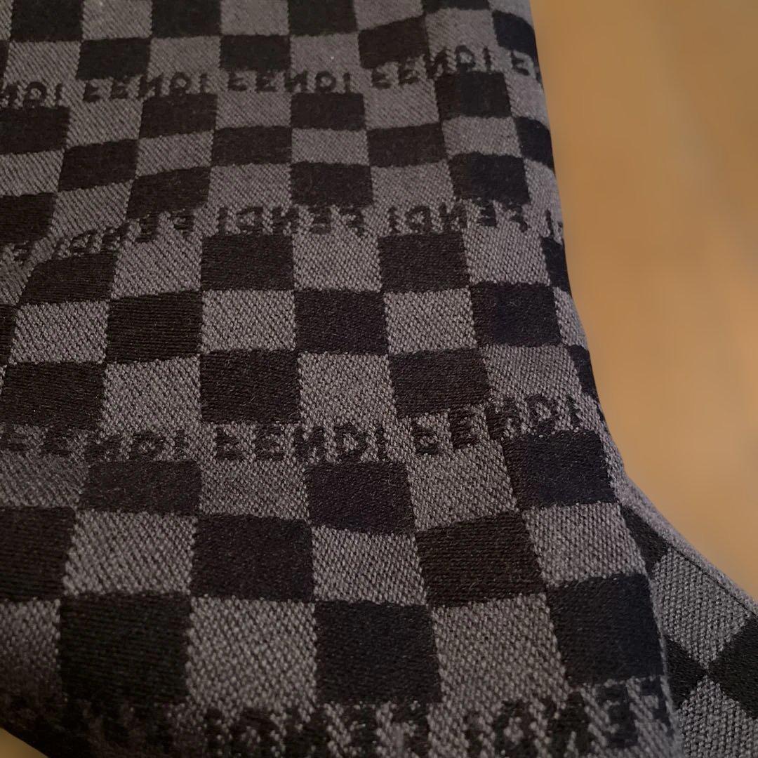 FENDI フェンディ チェック柄マフラー グレー/ブラック