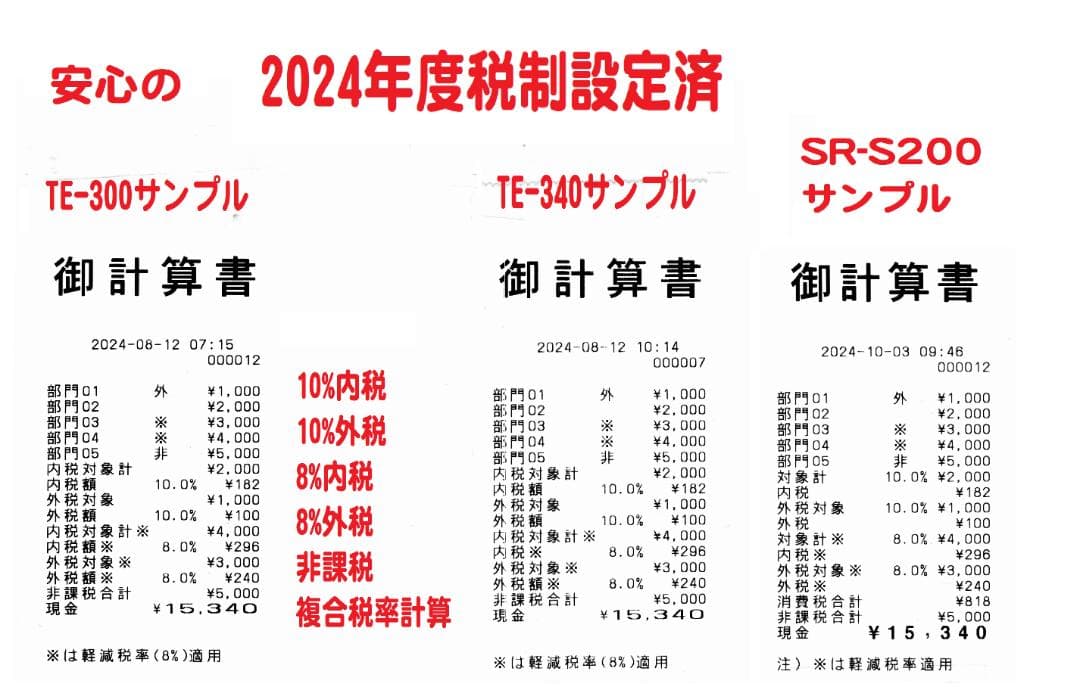 ケーブル付1/11設定無料カシオTE-340かなめくり機能インボイスレジスター