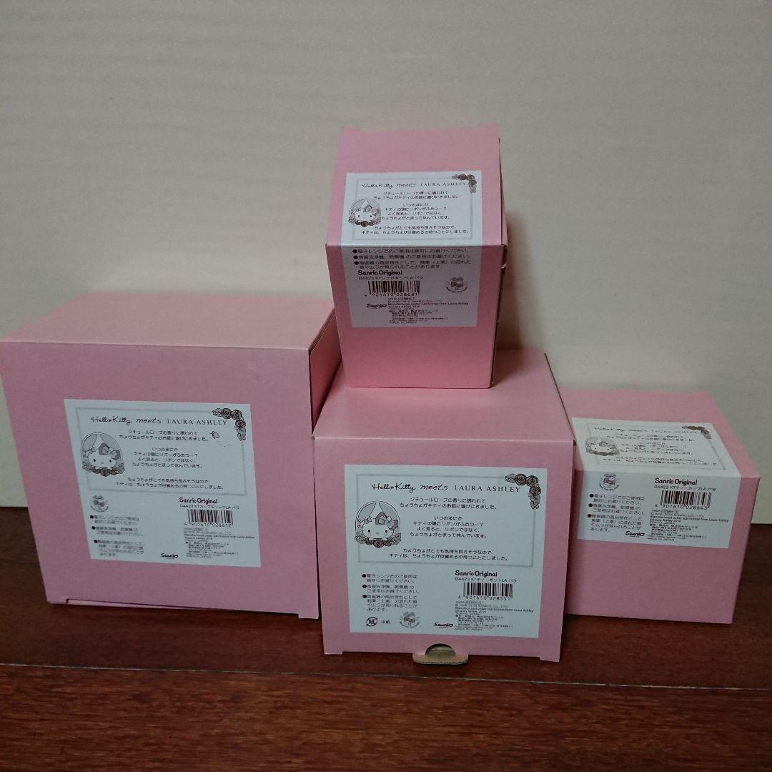 ティーセット バラ ホワイト 5点 ハローキティ × ローラアシュレイ 金彩劣化