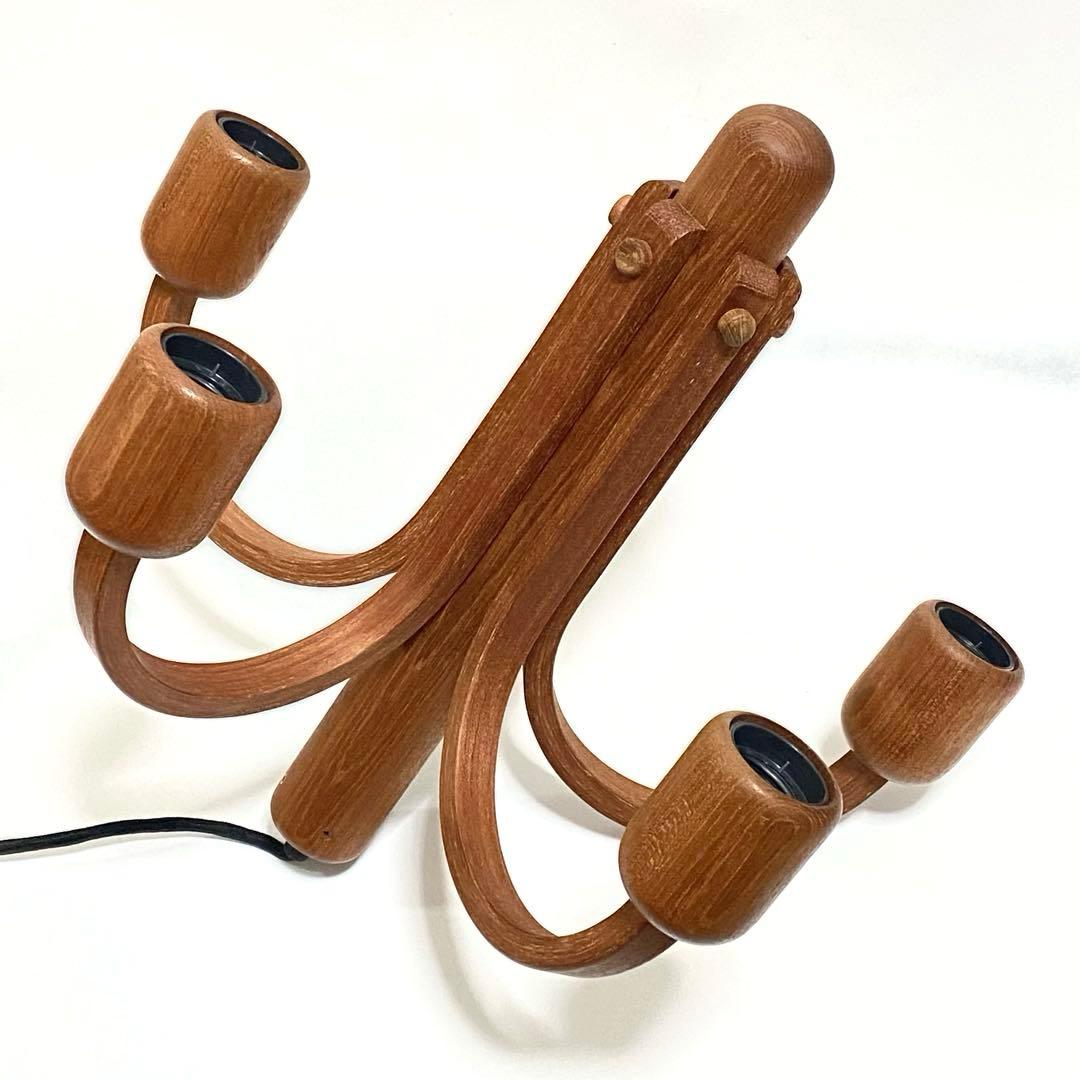 【希少・状態良】Domus ドムス シャンデリア　５灯　木製　チーク材　ドイツ製