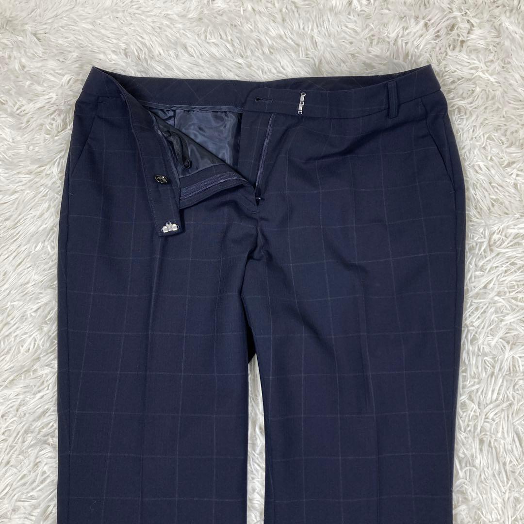 極美品スーツセレクト　3点セットアップスーツ　ネイビー　チェック　ウォッシャブル