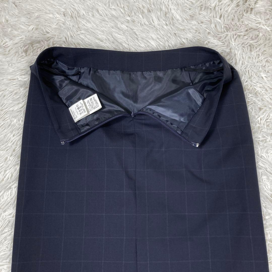極美品スーツセレクト　3点セットアップスーツ　ネイビー　チェック　ウォッシャブル