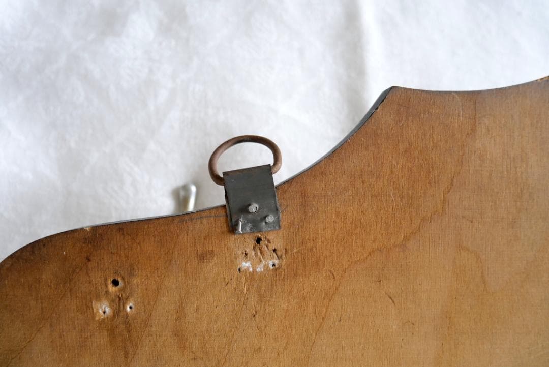 イギリス製アンティーク　ミラー付き木製ハンガーラック