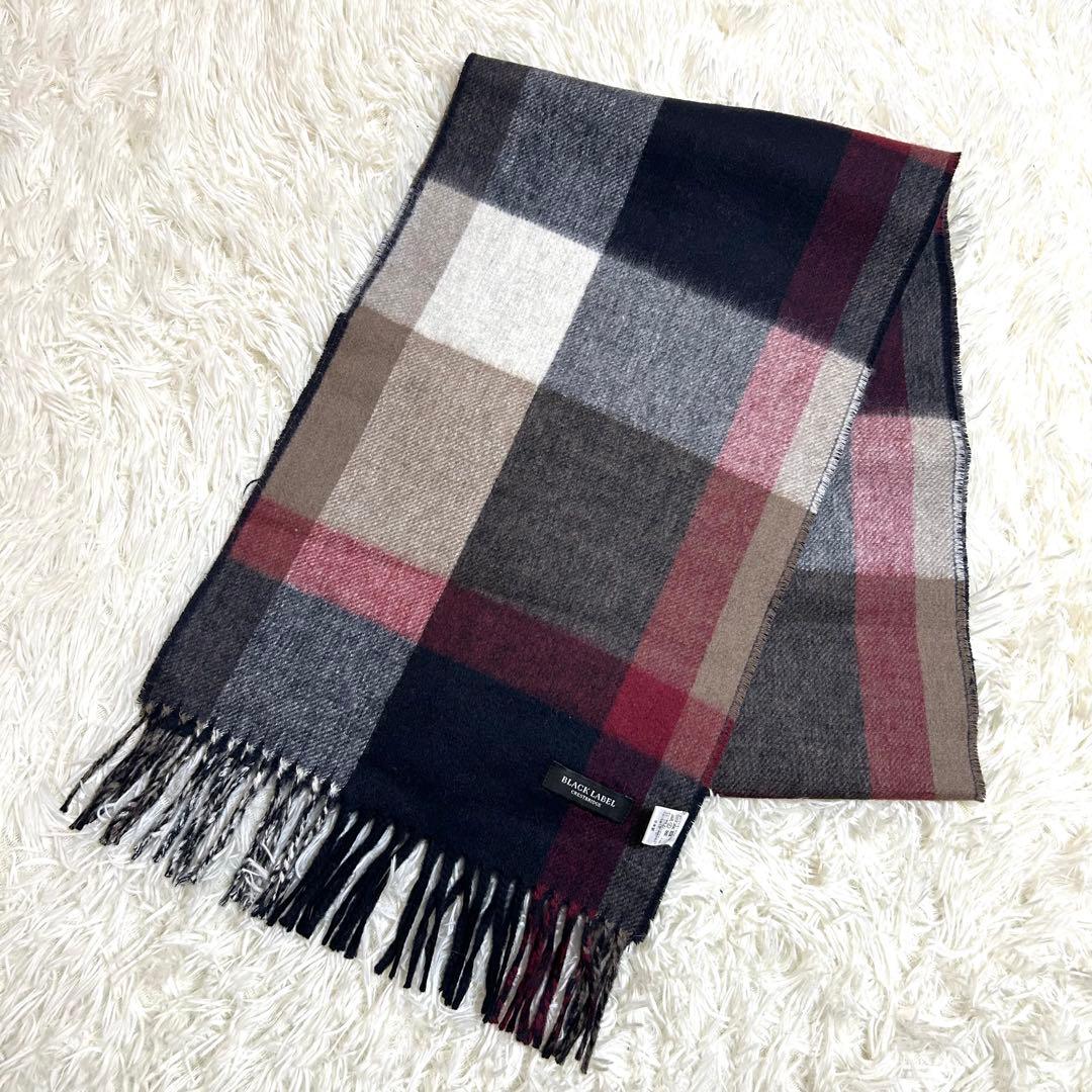 極美品✨定価3.3万 カシミア混 リバーシブル ブラックレーベル マフラー