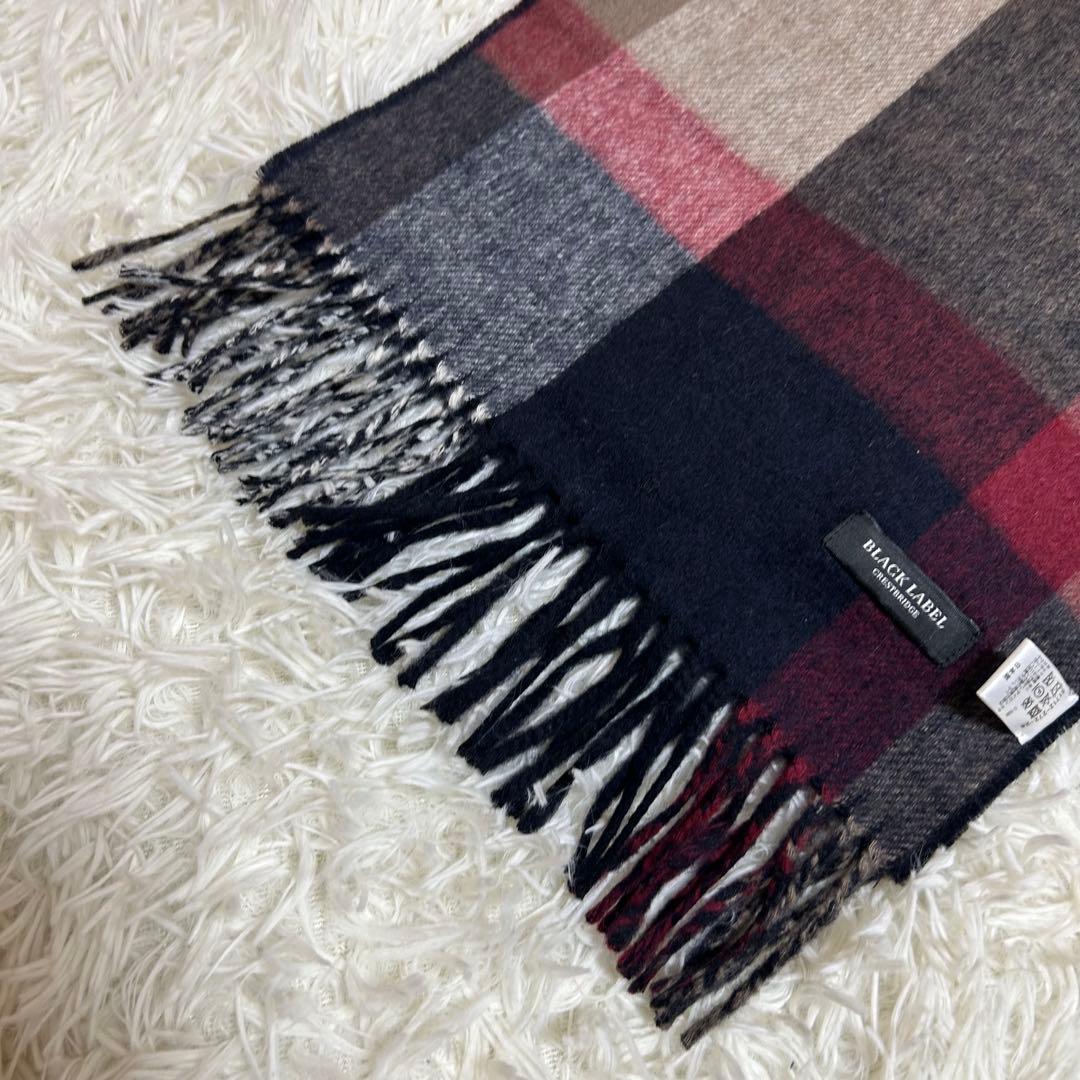 極美品✨定価3.3万 カシミア混 リバーシブル ブラックレーベル マフラー