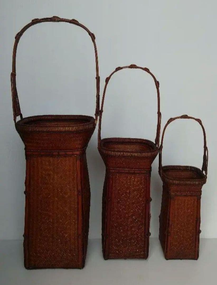 最高級品 茶道具竹 花籠 網代細工