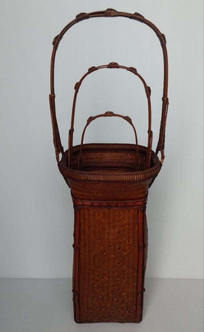 最高級品 茶道具竹 花籠 網代細工