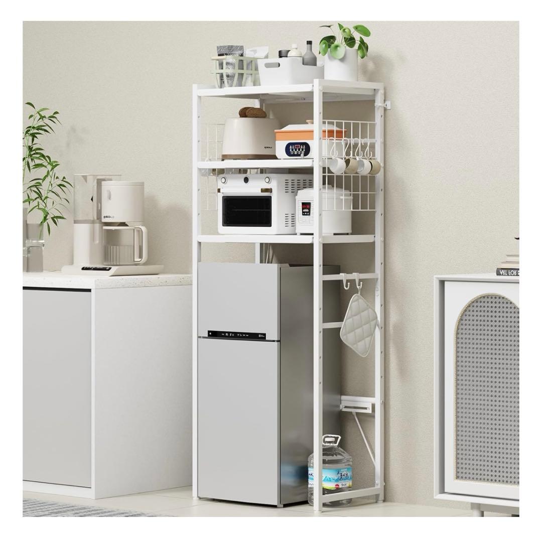 TKUIN ゴミ箱上ラック 幅50～80cm 2口コンセント付 電子レンジラック