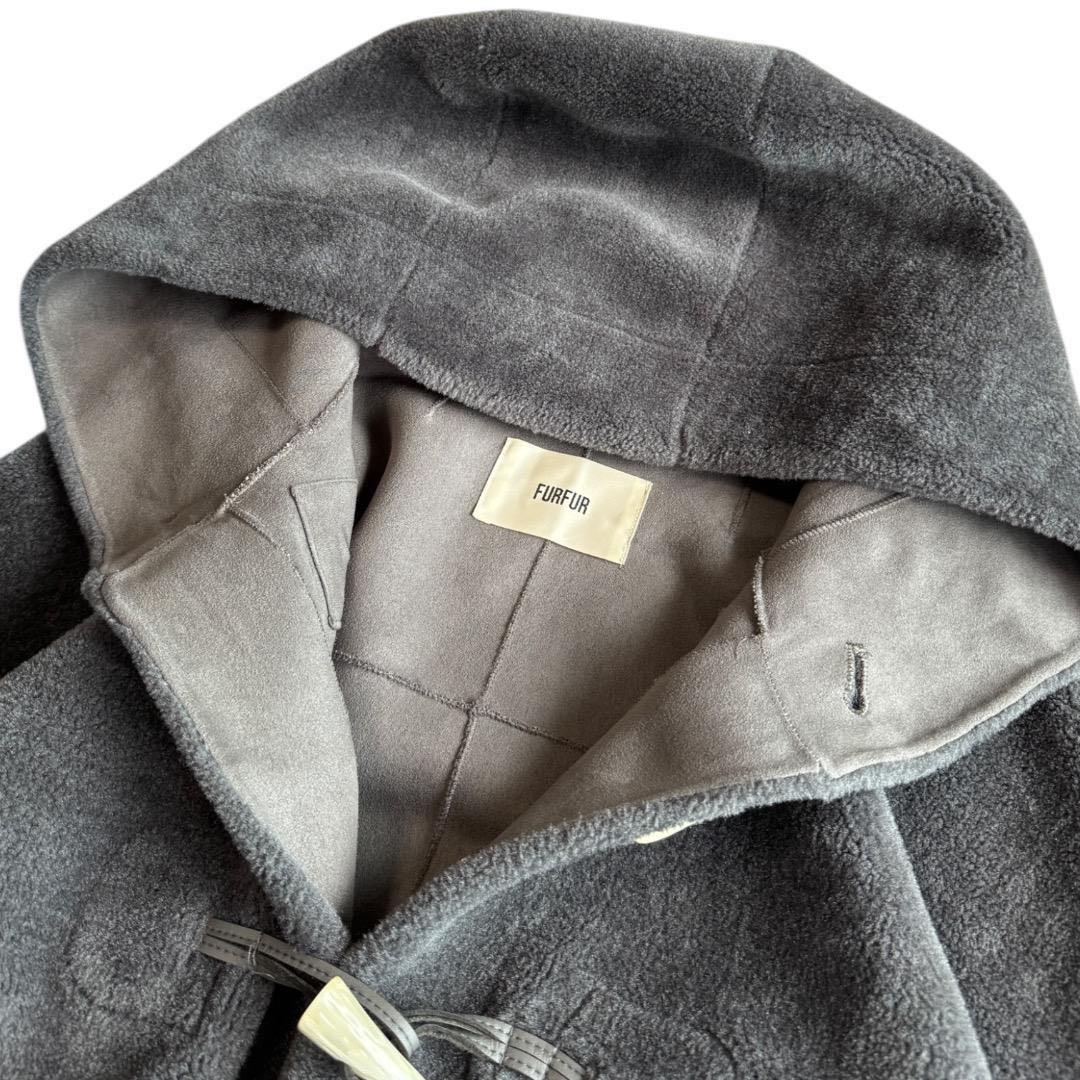 22AW FURFUR ボアダッフルコート ロング フーデッドコート グレー