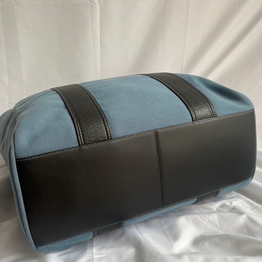 ✨未使用級✨　coach トートバッグ　キャンバス　レザー　淡い青色　メンズ