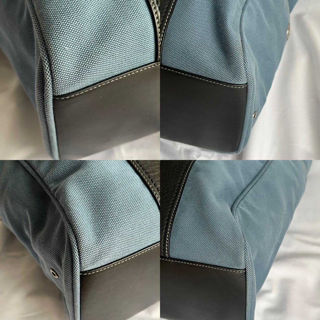 ✨未使用級✨　coach トートバッグ　キャンバス　レザー　淡い青色　メンズ