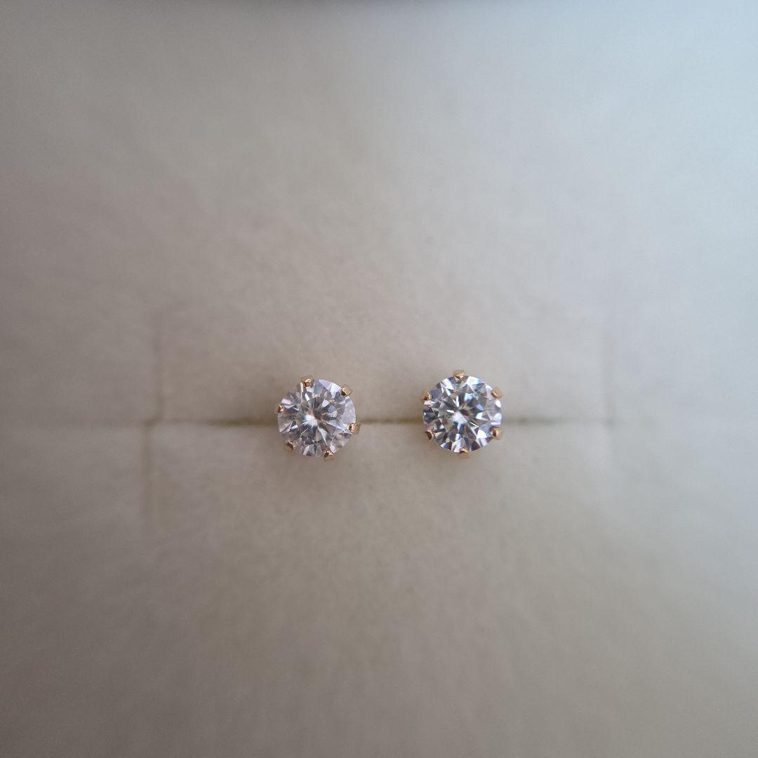 K18YG ジルコニア セカンドピアス