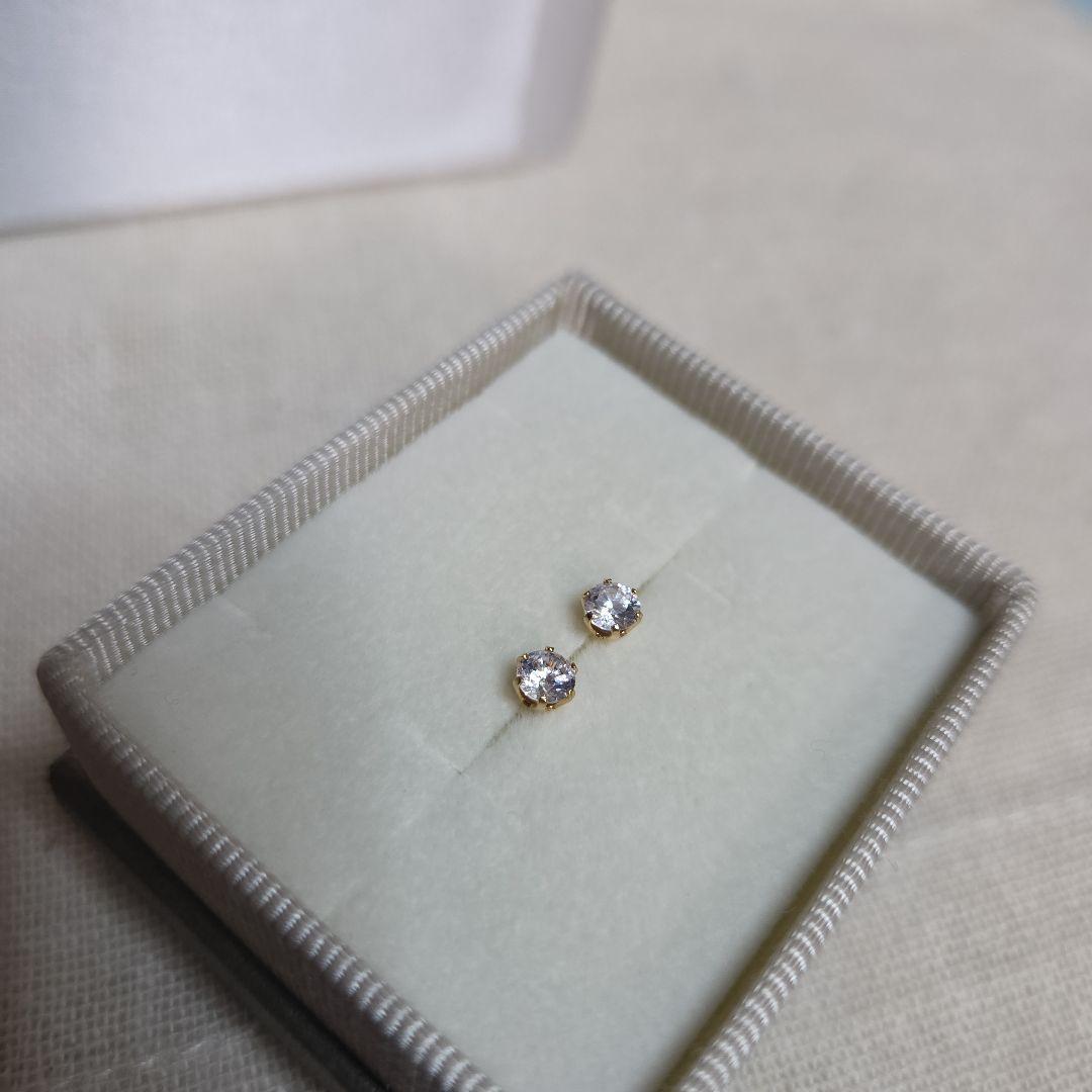 K18YG ジルコニア セカンドピアス