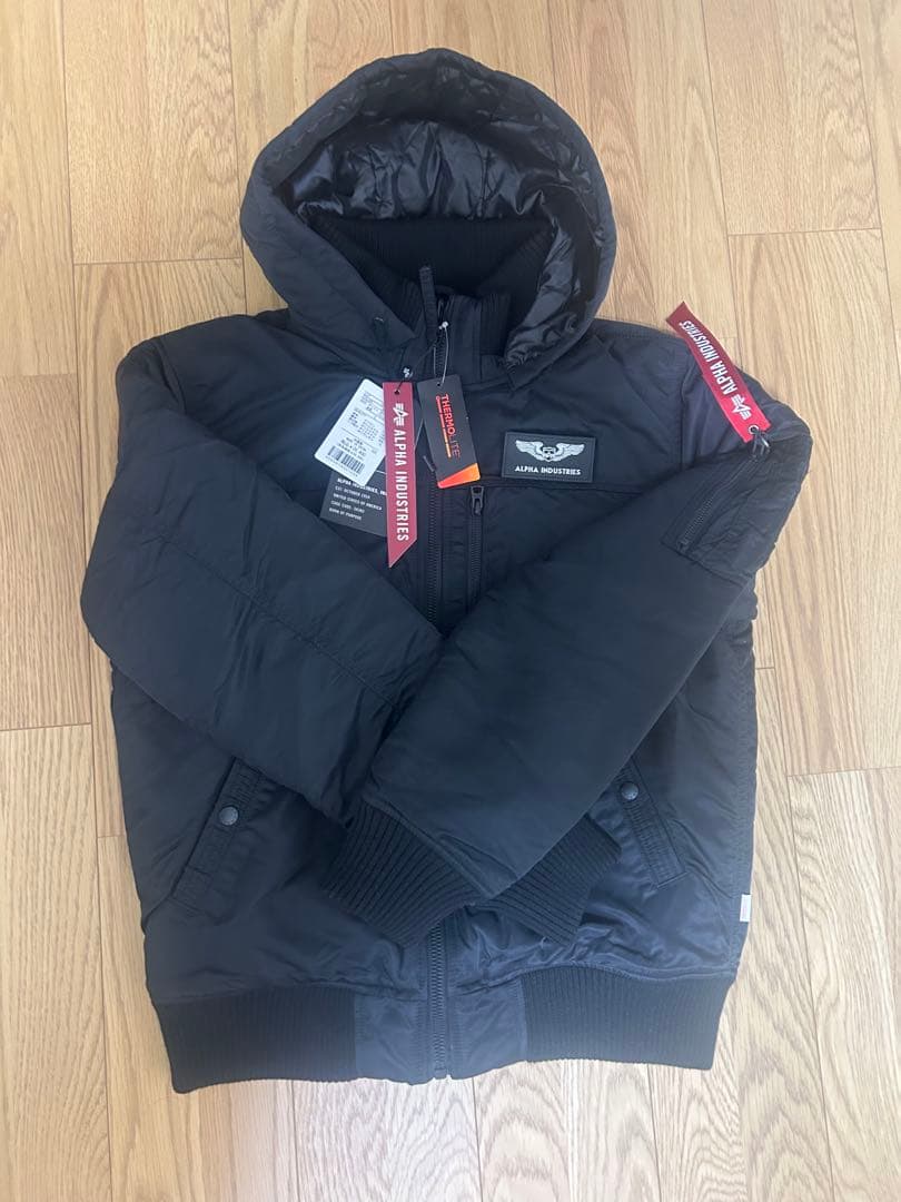 ALPHA 完売品 未使用MA-1 フーテッド リブ ジャケット ブラック