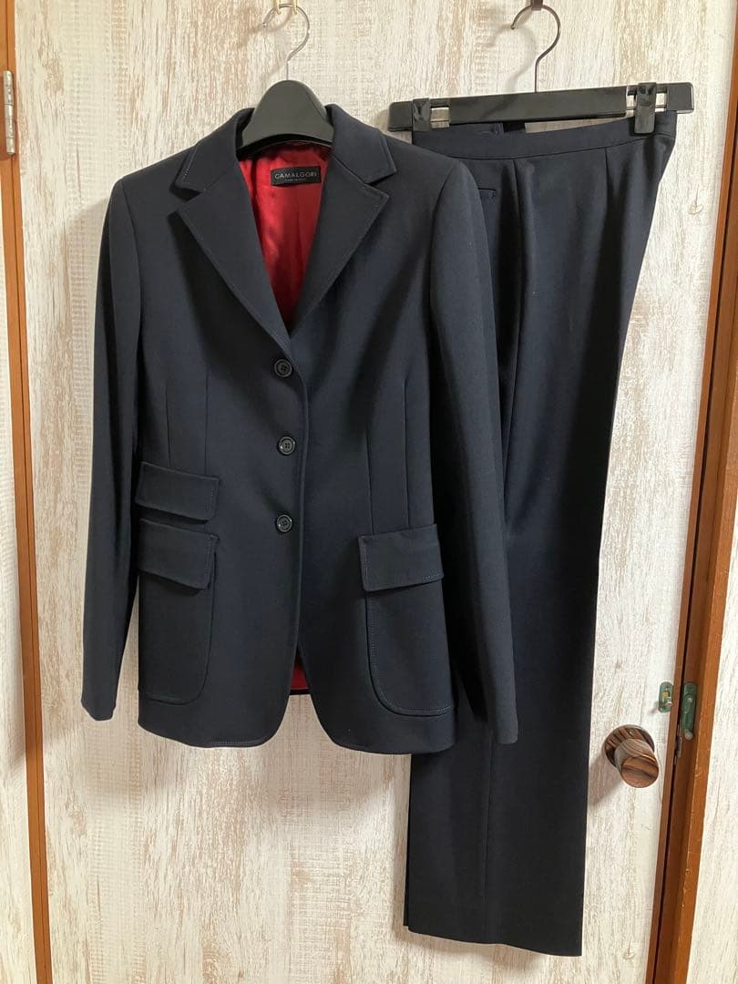 イタリア製 CAMALGORI カマルゴリ パンツスーツ 濃紺 ゆったりサイズ