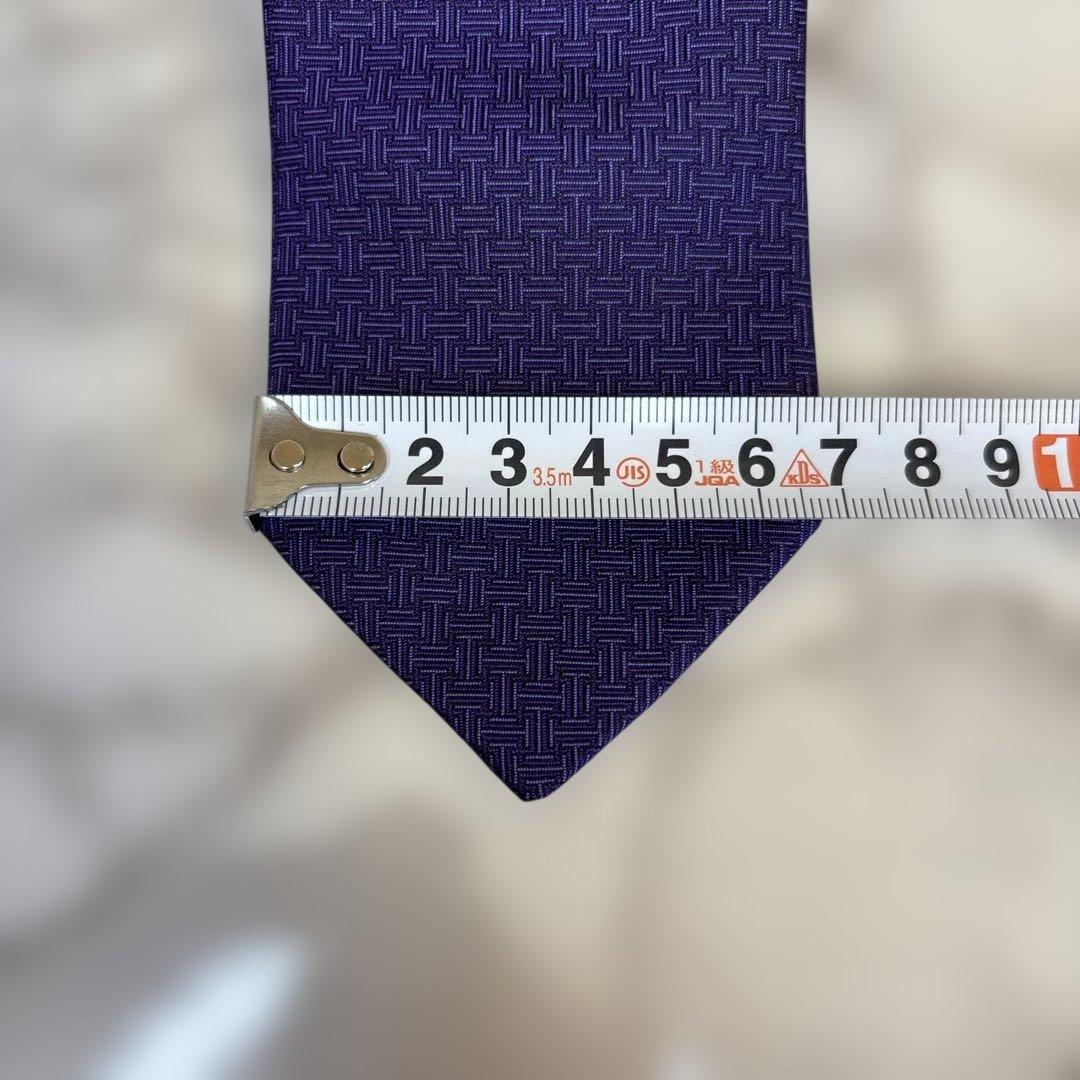 【箱付き&極美品✨】HERMES ネクタイ　パープル　紫　ファソネ　刺繍　細身