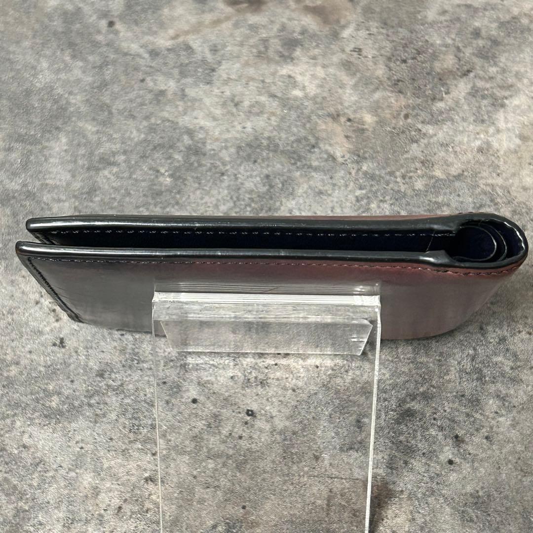 YUHAKU ユハク グラデーション レザー 二つ折り財布 ブラウン ネイビー