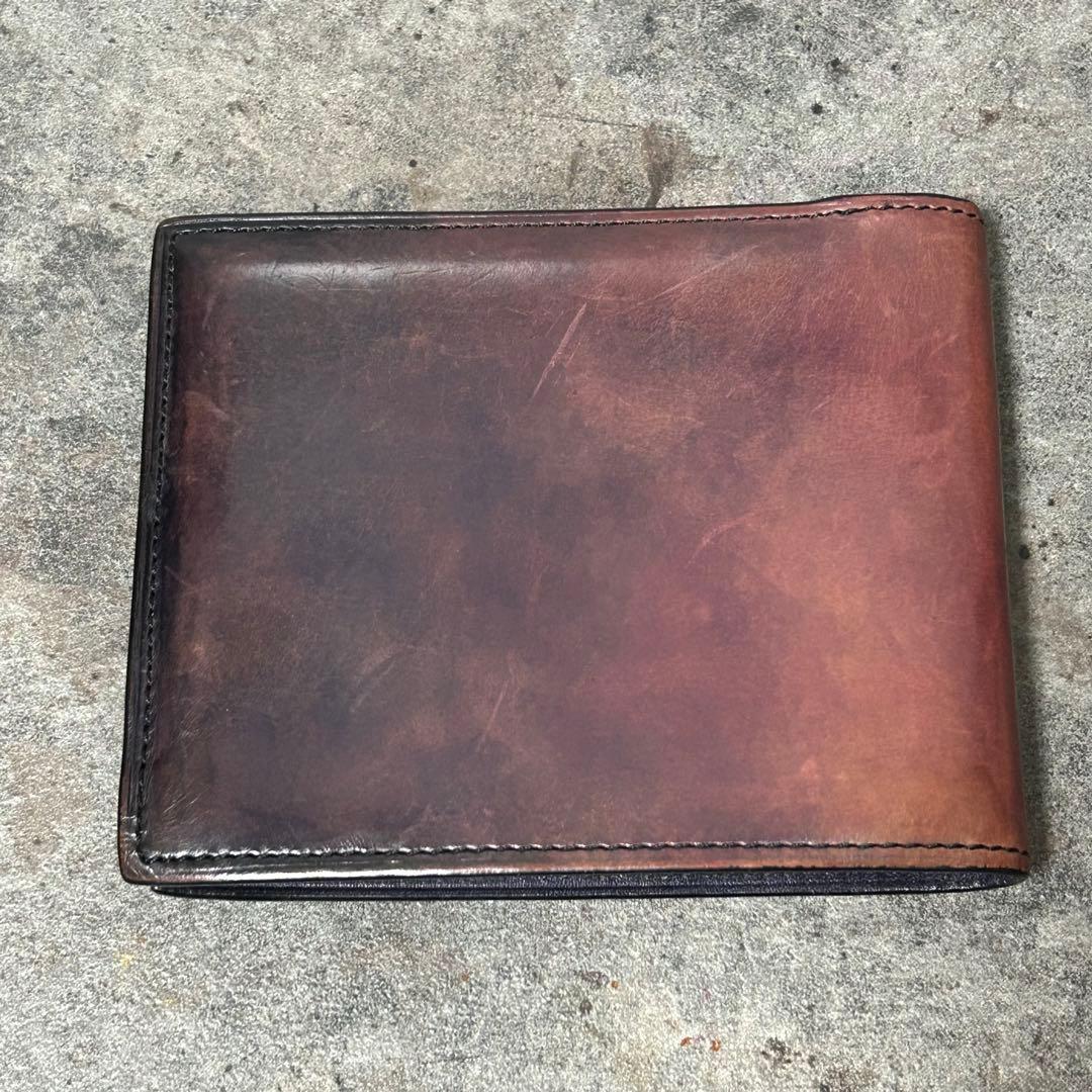 YUHAKU ユハク グラデーション レザー 二つ折り財布 ブラウン ネイビー