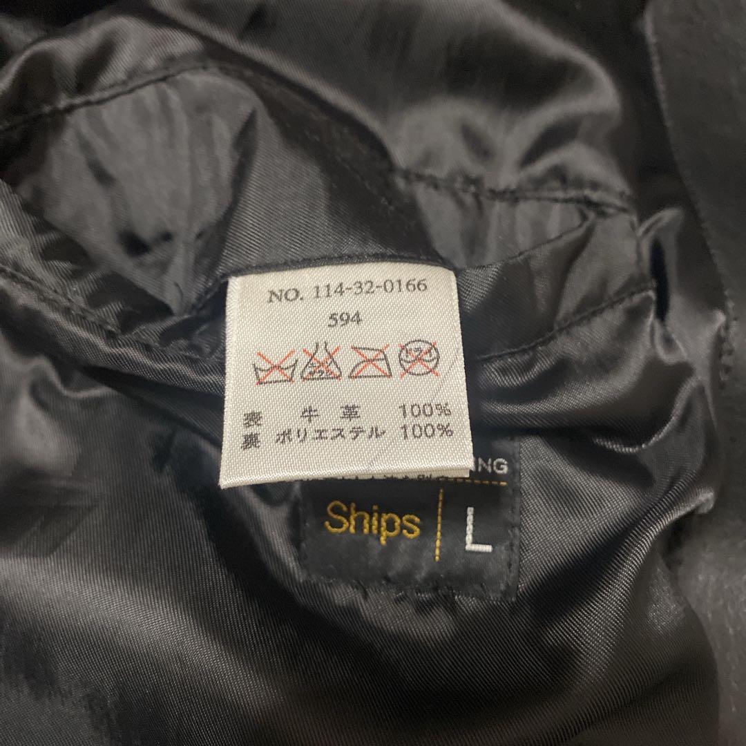 SHIPS カーコート　カウレザー　レザージャケット　本革　ブラック　L