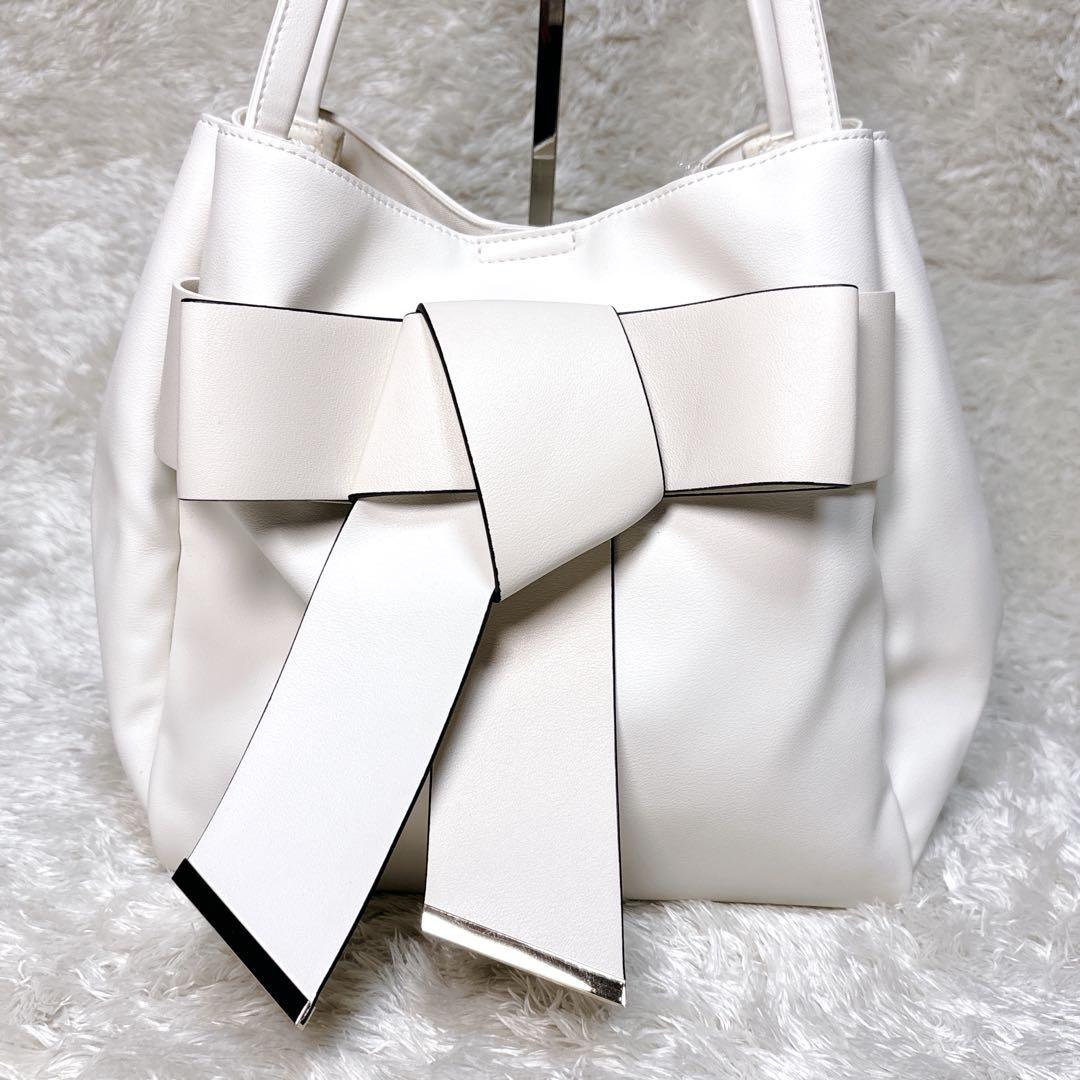 RANDA ランダ リボントートバッグ ホワイト 白 A4対応