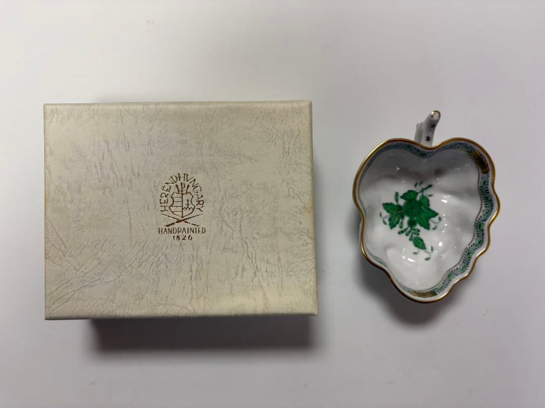 【新品未使用】へレンド アポニーグリーン オープンシュガーボウル HEREND