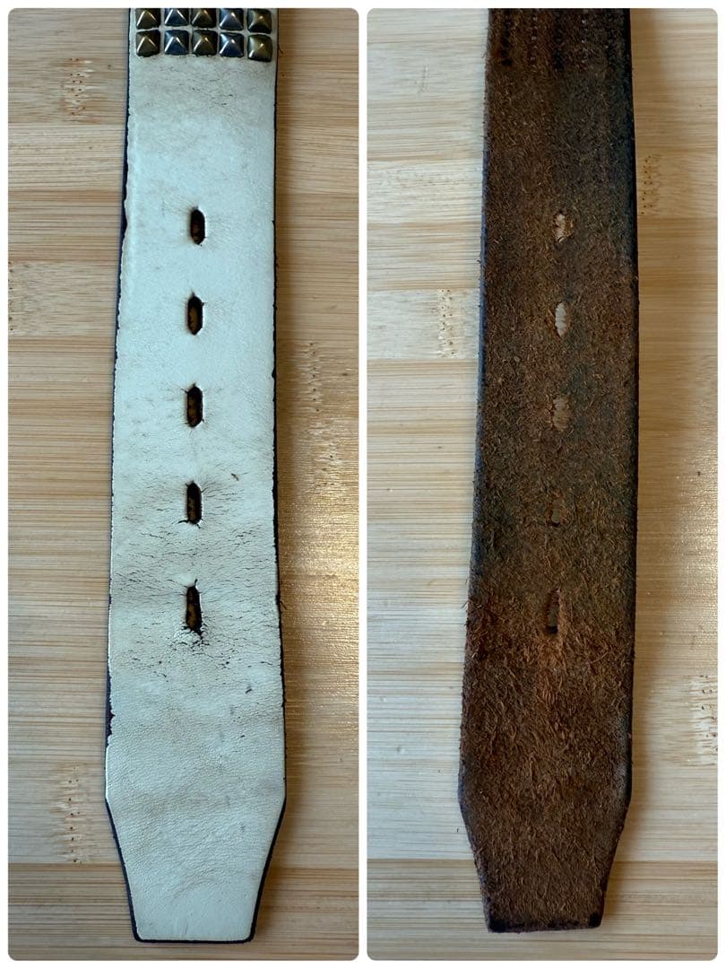 ⭐️HTC⭐️5連ピラミッド⭐️シルバー&ブラススタッズコンビ⭐️ホワイトレザー⭐️32