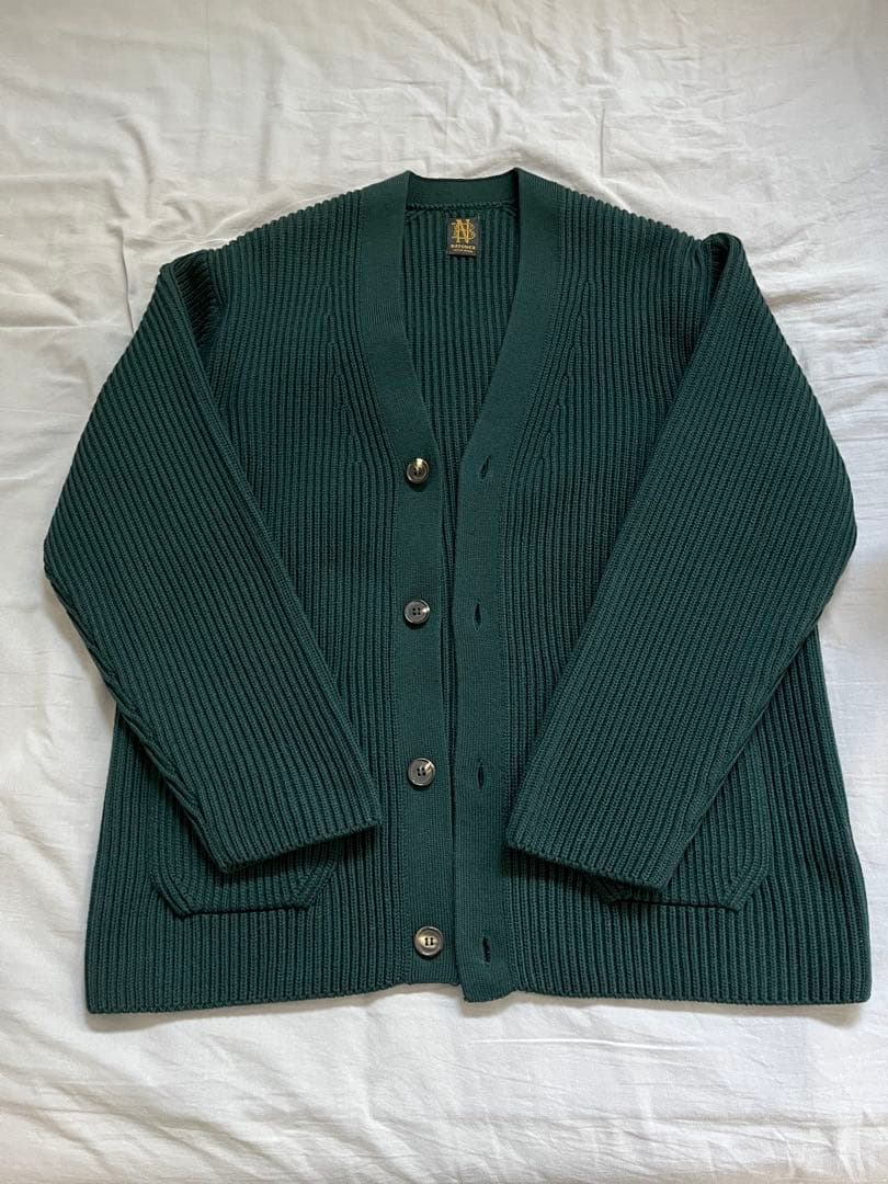 【BATONER】solid wool rib cardigan