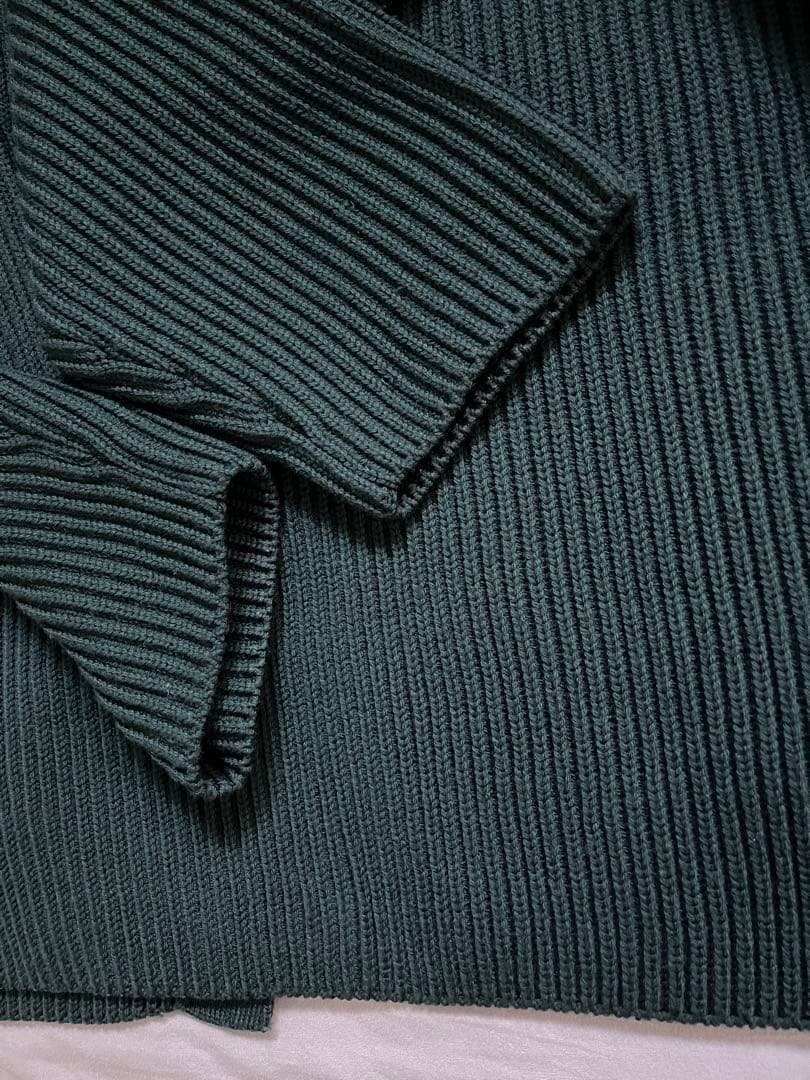 【BATONER】solid wool rib cardigan