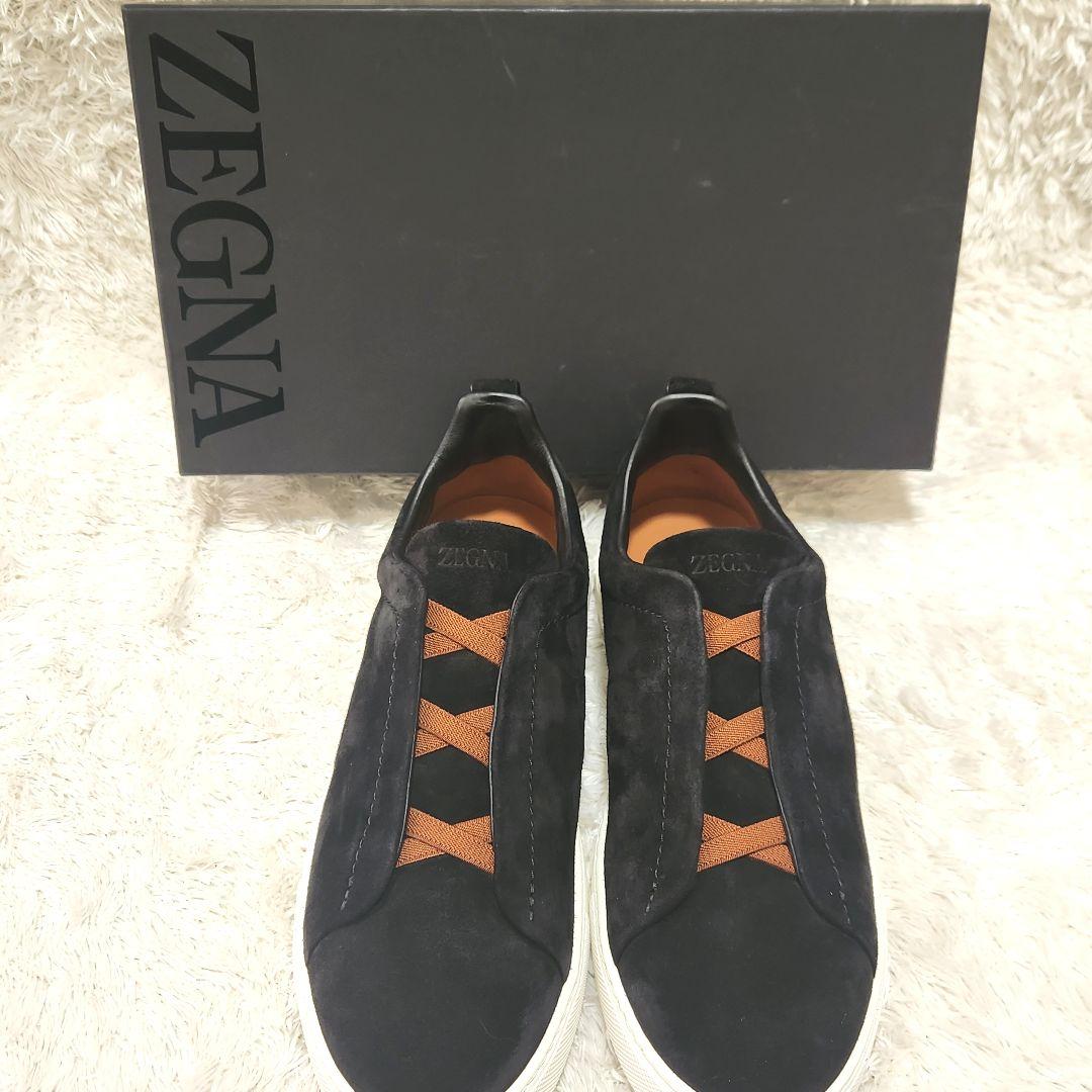 【使用感少】ZEGNA TRIPLE STITCH スウェード スニーカー